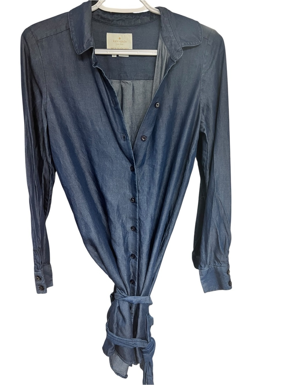 kate spade Navy Blue Tie-Front Button Shirt